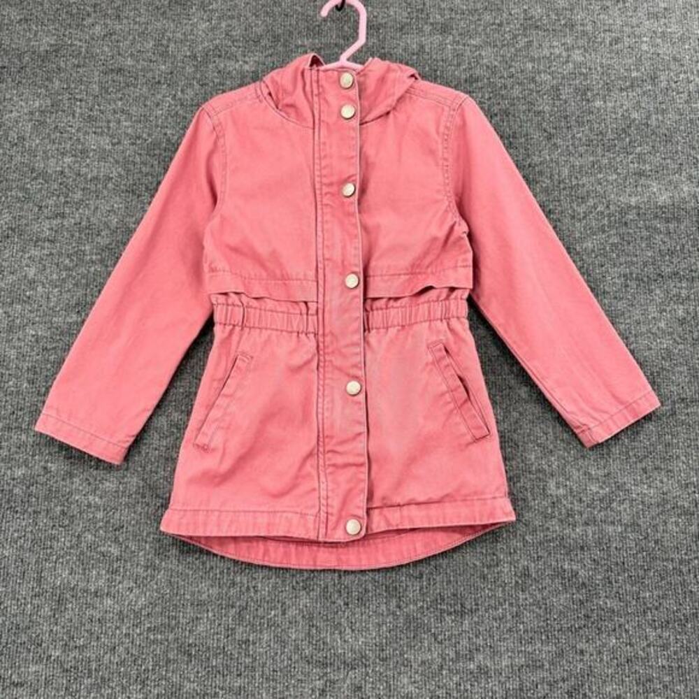 C&C California Girls Anorak Jacket Sz 4T Pink Canvas Hooded Lightweight Utility